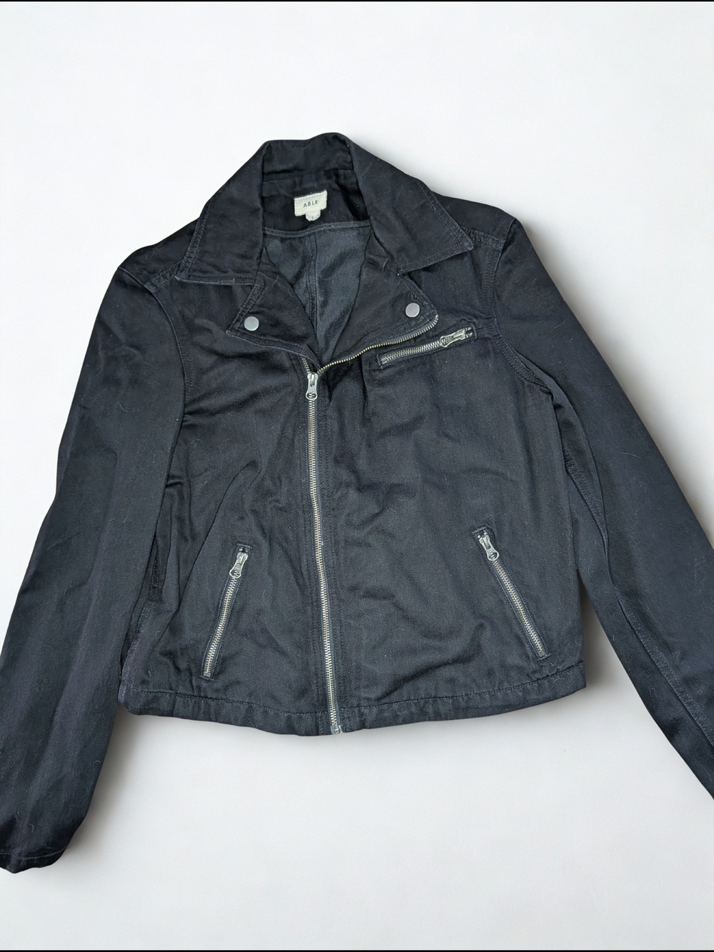 Able Black Asymmetrical Zip Moto Utility Jacket